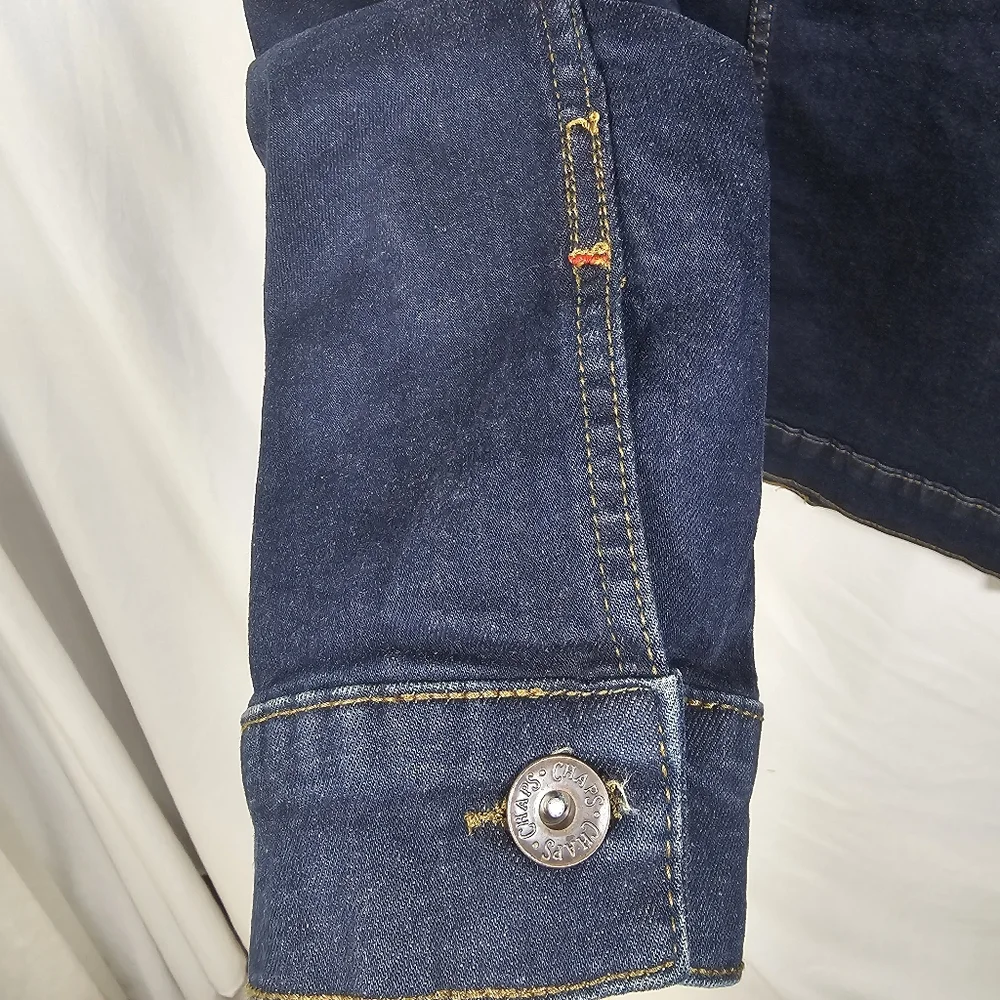 CHAPS Denim‎ Men's Jeans Jacket Size XL Navy Blue stretch - Picture 4 of 10